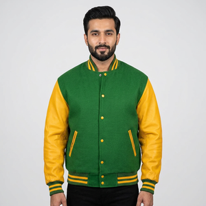 College <b>Man</b> Stylish Varsity Jacket in Red Black Made of Wool Leather XL Size Light Fabric Winter Season Embroidery Decoration - Product Image 1