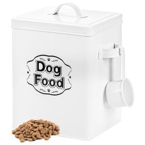 Durável Metal Dog e Cat Food Storage Container Farmhouse Pet Food Storage Can com tampa e colher de alimentos secos - Product Image 1