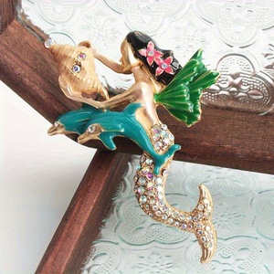 Broche de Sirena de Lujo Exquisito de Alta Gama, Hebilla para Pañuelo de Seda, Corsage de Moda Versátil, Accesorios de Delfín Animal - Product Image 1