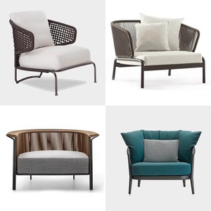 Sillón de Ratán para Exteriores con Cojín Blanco Impermeable, Muebles de Patio de Estilo Escandinavo para Jardín o Terraza - Product Image 5