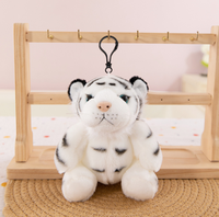 Petit porte-clés tigre en peluche de petite taille Animal réaliste mignon tigre blanc en peluche sac à dos pendentif