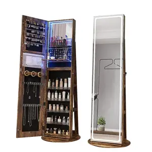 Armoire à miroir sur pied Ggtradinginc 39,4 pouces avec éclairage LED, rangement pour bijoux, fixation murale, décoration moderne pour la maison, porte en verre encadrée - Product Image 1