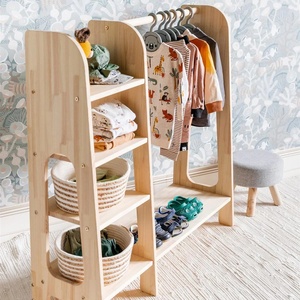 <span class=keywords><strong>Porte</strong></span>-vêtements <span class=keywords><strong>Montessori</strong></span> pour enfants avec étagère <span class=keywords><strong>Porte</strong></span>-vêtements en bois pour tout-petits Rangement pour vêtements pour enfants - Product Image 2