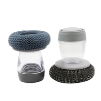 Brosse de nettoyage en acier inoxydable, brosse à pression pour vaisselle, cuisine, distributeur de savon, lave-vaisselle