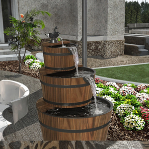 Statue de canard en bois poli vintage de la marque LIFA, faite à la main, en gros - Fontaine cascade solaire autoportante Art Déco pour jardin - Product Image 3