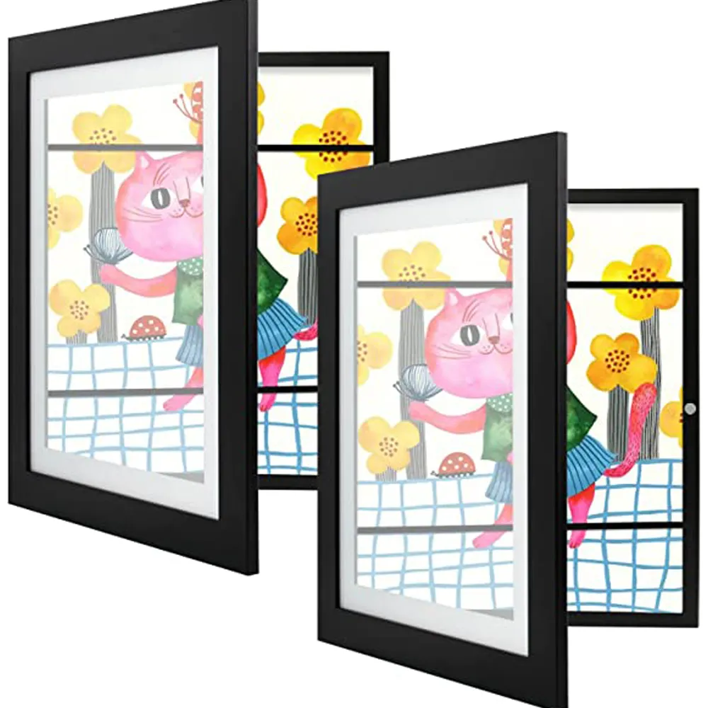 Kids Art photo Work Picture Shadow Display Box Frame Front Open Frame MDF con vetro infrangibile orizzontale e verticale