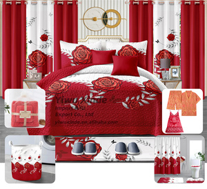 Parure de lit 22 pièces avec rideaux assortis, personnalisable, ensemble de literie 26 pièces, dessus de lit, ensemble de draps avec ensembles de salle de bain - Product Image 5