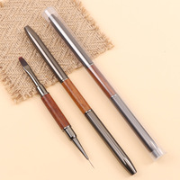 2025 élégant double tête constructeur Gel brosse ovale rond Premium brun bois de santal poignée Liner brosse Nail Art pour les longues lignes