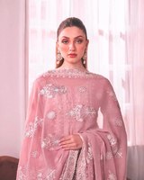 Ensemble Kurti Palazzo élégant en faux georgette lourd à 3 pièces avec broderie fantaisie, magnifique dupatta pour les tenues de soirée modernes, séchage rapide