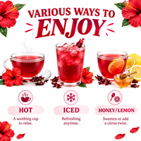 Label Pribadi OEM ODM Teh Herbal Alami Bunga Hibiscus Kering Bebas Gula Bebas Kafein Tanpa Bahan Tambahan Label Pribadi OEM