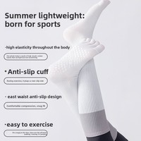 Chaussettes de sport à compression pour femmes - Soutien du mollet, compression musculaire, tube long, design 5 orteils, tissage jacquard pour le fitness professionnel