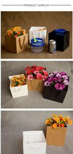 Wholesale Creative Portable Handmade Rectangle Paperboard Bouquet Packaging <b>Boxes</b> with Matt Lamination Handle for Flower Shops - Product Image 5