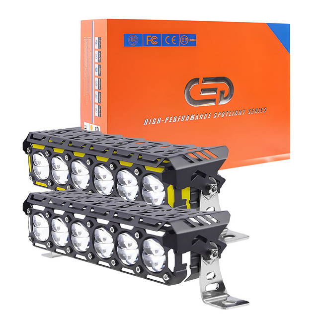 JHS Hot Selling 6smd Led Light bar 140W Led Spotlights Dual Color Waterproof Headlamp Working Light for Cars Atv Motorcycle Tuck