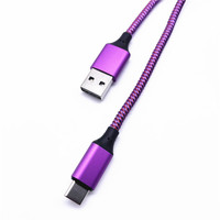 Cable USB trenzado de nailon 2.4A de carga rápida 30/28/26Awg tipo C a USB a Cable de datos de teléfono móvil de 2m para impresora escáner de código de barras