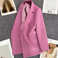 T26591 Jaket Wanita Kancing Ganda Musim Semi Gugur 2026 Versi Korea Selebriti Internet Mantel Wanita Elegan Jas Bisnis Wanita