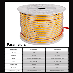 Bande LED COB haute tension 220V 110V, Plug and Play, étanche IP67, longueur 50m 100m, sans driver, pour éclairage paysager extérieur - Product Image 5