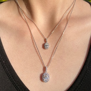 Oval Shape Moissanite Earring <strong>Necklace</strong> <strong>D</strong> Color 100% 925 Sterling Silver Plated 18K Fine Anniversary Gift Jewelry Sets - Product Image 6