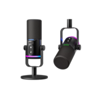 CMTECK Nouveau Microphone Dynamique RGB DM9 USB-C pour Studio et Podcast avec Contrôle du Gain et Fonction Mute, Moniteur Direct pour PC, Streaming et Gaming