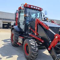 Gratis pengiriman retroexpladora 4x4 Backhoe mesin bergerak bumi Mini Towable Backhoe Loader Diesel depan traktor Backhoe