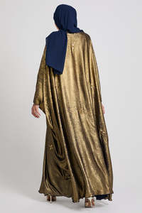 Vestido Kaftán Largo Formal para Mujer, Elegante y Lujoso, Personalizado por LEDUO, con Bordado a Mano en Dorado Metálico, Mangas Fluidas - Product Image 3