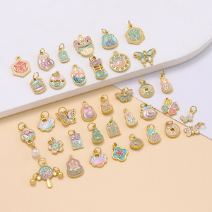 Colgante de aleación chapado en oro con formas mixtas y esmalte, accesorios de joyería para la fabricación de pulseras - Product Image 3