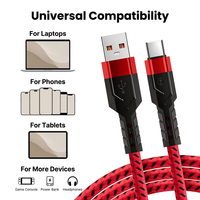 Câble de données USB 3A vers USB-C, cordon de charge rapide tressé en nylon pour iPhone 17, 16, 15 et smartphones/tablettes Android