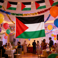 Drapeau palestinien de la liberté en polyester premium avec œillets, 90 x 150 cm (5 pi x 3 pi), vente directe d'usine, vente en gros, personnalisable