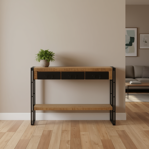 Mesa Consola de Madera de Mango con Patas de Hierro, Diseño Industrial Moderno, Mueble de Sala de Estar, Estilo Duradero - Product Image 2