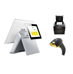 Points de vente Micorpos 15 inch double display All in One Pos System for Small Business Store Point of Sale with ticket printer