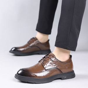 Chaussures habillées en cuir pour hommes, noires, à lacets, style Oxford britannique, pour le bureau et le travail, automne-hiver, tailles adultes 40 41 42 43 44 45 - Product Image 2