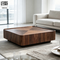 Table basse carrée en placage de noyer noir scandinave d'Amérique du Nord, design moderne, durable, écologique, meuble de rangement.