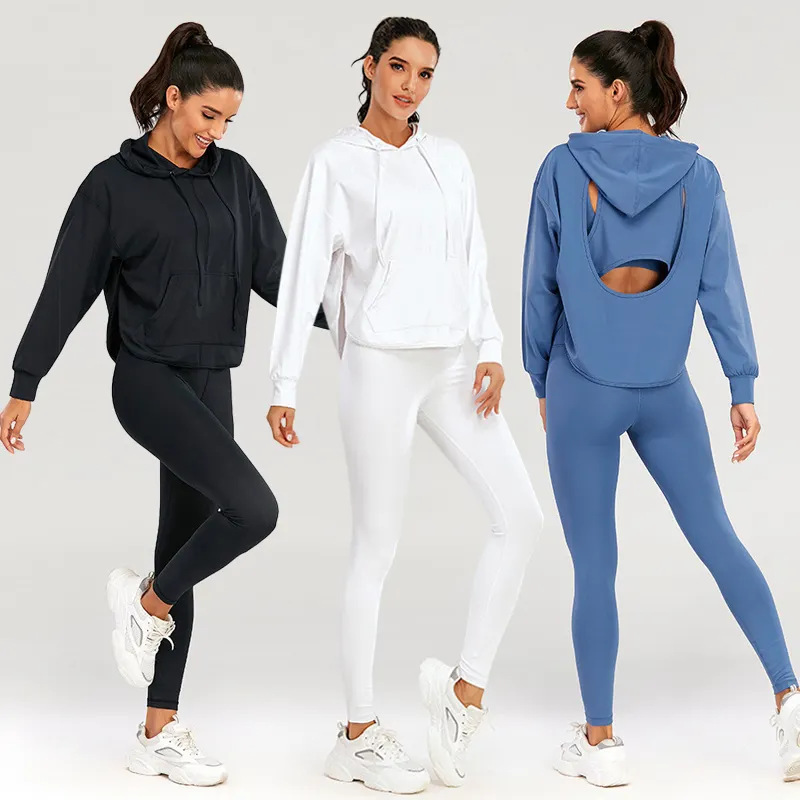 Vetements De Sport New Design Women Gym Fitness Long Sleeve Hoodies Sportswear Training Clothing Workout Tops Yoga Sweatshirts