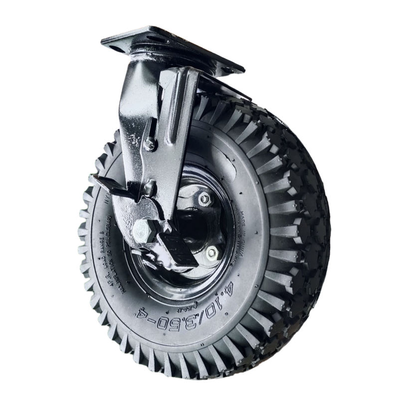 Factory Price Heavy Duty 10inch Stainless Steel Swivel Caster Brake 10inch Rubber Wheel for Hand Trolley Gear Dolly Wagon