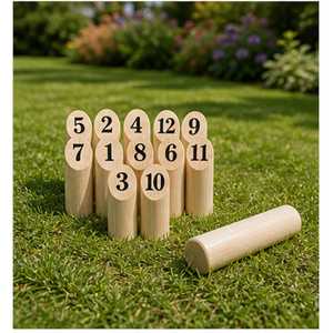 Jeu de lancer en bois numéroté avec bâtons en bambou, jeu de fête en plein air avec sac à cordon - Product Image 1