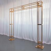 Arche de mariage carrée de luxe en métal doré français, ensemble de supports de toile de fond réglables à double colonne, cadre d'arche en fer pour décoration d'événements