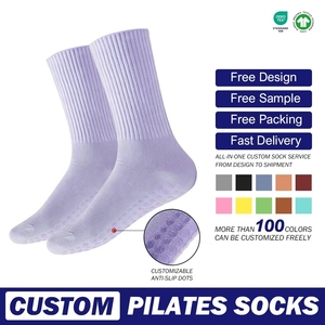 Di alta qualità su misura logo cotone media Non slittamento in Silicone Indoor Fitness Pilates calze da donna calze sportive calze - Product Image 6