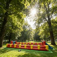 Terrain de football gonflable commercial en PVC, portable pour enfants et adultes, idéal pour les jeux sportifs, les terrains de football, les événements et la location.