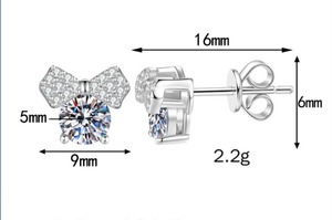 <span class=keywords><strong>Orecchini</strong></span> in <span class=keywords><strong>Argento</strong></span> S925 con Moissanite Taglio Rotondo 1ct VVS GRA, Gioielli Raffinati con Piccolo Fiocco <span class=keywords><strong>per</strong></span> Bambine - Product Image 5