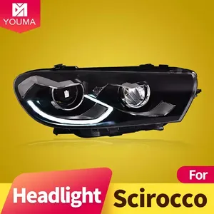 Estilo de coche para Volkswagen <span class=keywords><strong>Scirocco</strong></span> LED <span class=keywords><strong>faro</strong></span> 2008-2016 <span class=keywords><strong>Scirocco</strong></span> lámpara de cabeza LED DRL lente de proyector haz alto accesorios para automóviles - Product Image 2