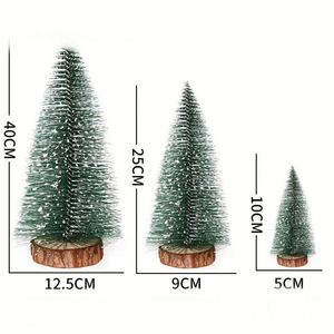 Miniature Small Pine Mini Christmas Sisal <b>Bottle</b> <b>Brush</b> Tree With Wooden Bases for Xmas Party Holiday - Product Image 2
