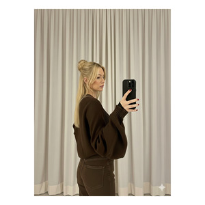 Cárdigan Bolero de Punto Marrón Café para Mujer, de un Solo Hombro, Manga Larga, Tallas Estándar S M L XL - Product Image 6