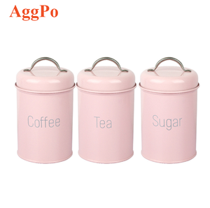 Set di 3 Barattoli da <span class=keywords><strong>Cucina</strong></span> per Caffè, Tè e Zucchero, Kit di Contenitori in Metallo Rustico con Coperchi Ermetici per Decorazione <span class=keywords><strong>Cucina</strong></span> - Product Image 2