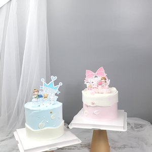 Décorations de gâteau de princesse <span class=keywords><strong>Prince</strong></span> <span class=keywords><strong>petit</strong></span> train rose et bleu pour garçons et filles pour gâteaux d'anniversaire de Noël - Product Image 3