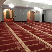 Tapis de mosquée antidérapant teint en masse, tapis d'église doux fabriqué à la machine, design lavable, tapis musulman en nylon mur à mur