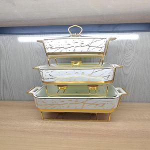 Plat de cuisson créatif en céramique <span class=keywords><strong>rectangulaire</strong></span> nordique à double poignée, avec support pour <span class=keywords><strong>pot</strong></span> à soupe à chauffage lent, idéal pour hôtels modernes et chauffage à bougie - Product Image 2