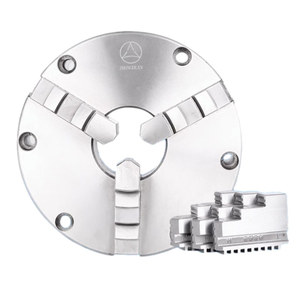 Mandrin de tour à trois mors Zhonghuan K21-250, 250 mm, entraxe frontal avec trous de vis M12, comprend des mors avant et arrière - Product Image 1