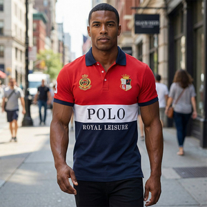 <span class=keywords><strong>Polo</strong></span> da Uomo di Alta Qualità in Piqué 100% Cotone, <span class=keywords><strong>Taglie</strong></span> Grandi, T-Shirt Sportive a Manica Corta con Ricamo 3D, Stile Americano - Product Image 2