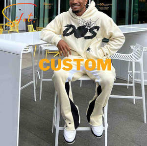 Sifot Vente en gros Imprimé bouffant Broderie personnalisée Ajusté 450gsm Ensemble de sweat à capuche et pantalon de survêtement 350 gsm - Product Image 1