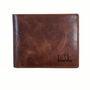 Men's Leather <b>Wallet</b> Slim <b>RFID</b>-<b>Blocking</b> Crazy Horse Credit Card Holder Open Closure Customized Gift <b>Wallet</b> - Product Image 2