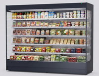 Exhibidor Vertical Comercial de Alta Gama, Enfriador de Bebidas Autoservicio, Vitrina Refrigerada Abierta para Tienda